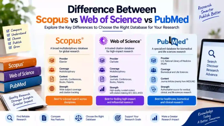 Difference Between Scopus vs Web of Science vs PubMed: