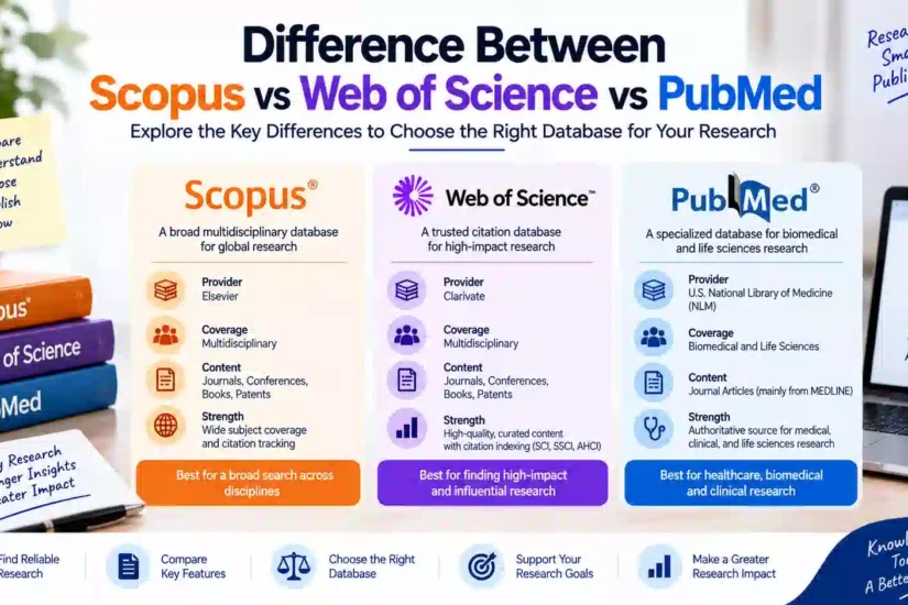 Difference Between Scopus vs Web of Science vs PubMed: