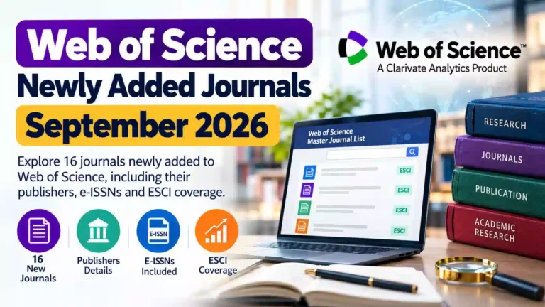 Web of Science New Journals September 2026
